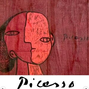 👨‍🎨🎨SCARF Picasso Abstract Woman | Sheer & Oblong Cubism—Maroon Black Purple